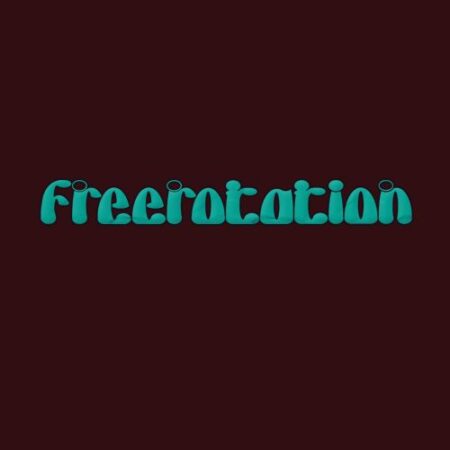 Freerotation wordmark in turquoise on a dark background.