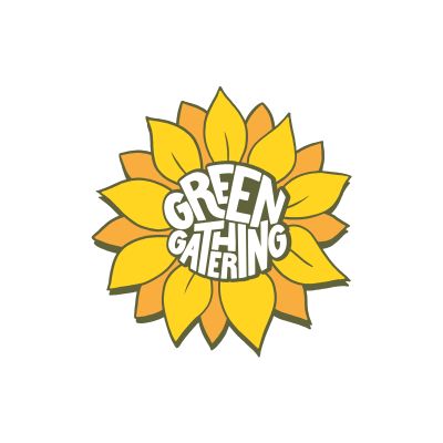 Sunflower-style logo with the words Green Gathering
